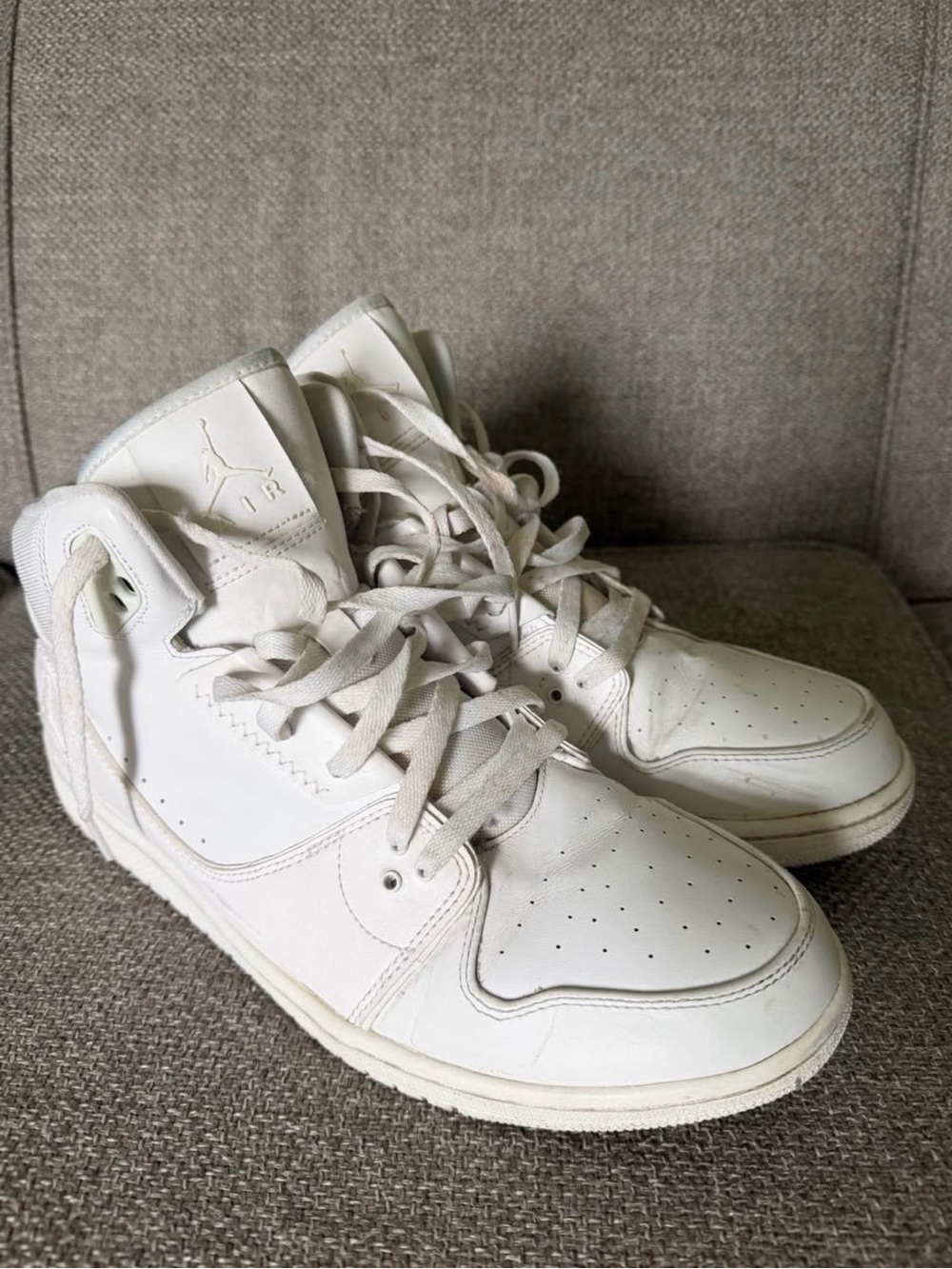 Jordan White High-Top Sneakers with Jumpman Emblem